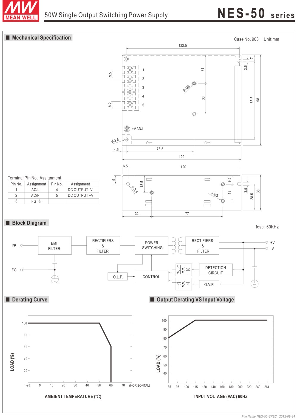 Nguồn DC LED 24V Meanwell NES-50-24 24V 2.2A 50W