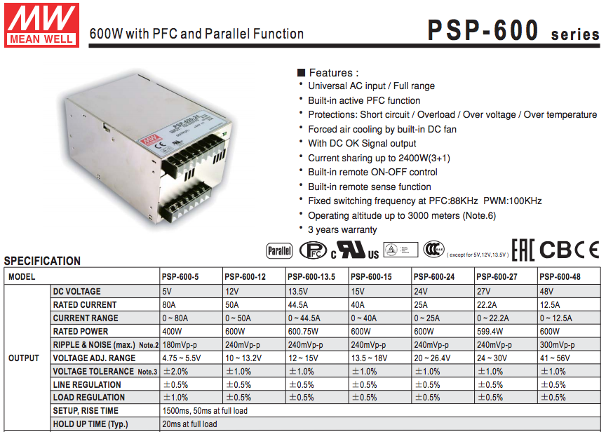 Nguồn DC MeanWell PSP-600-24 600W 24V 25A