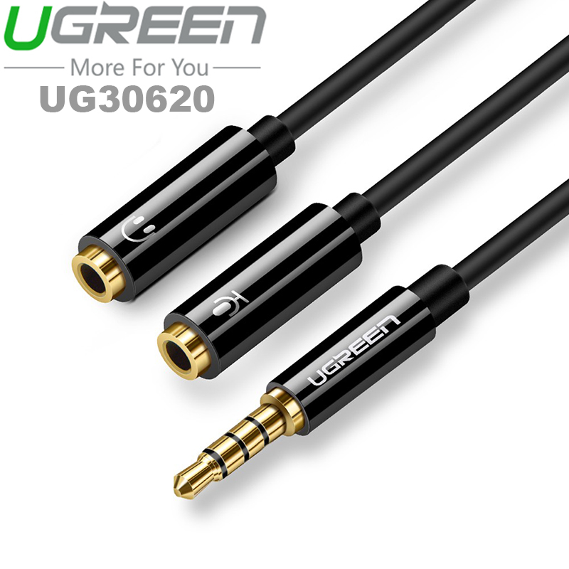 ugreen 30620 cap chia audio 3.5mm 1 ben micro 1 ben tai nghe