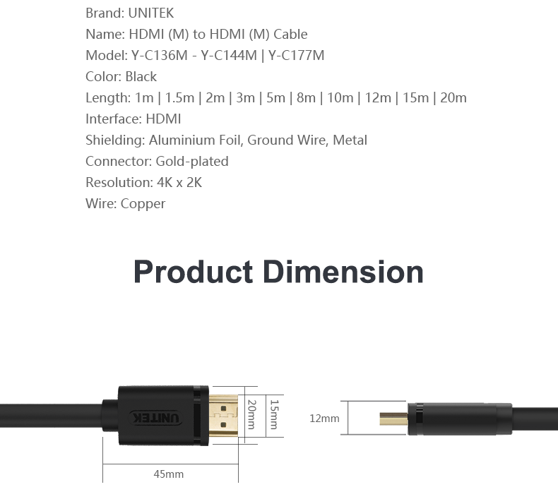 Cap HDMI Unitek | Cap HDMI chính hãng giá tốt nhất Hà Nội