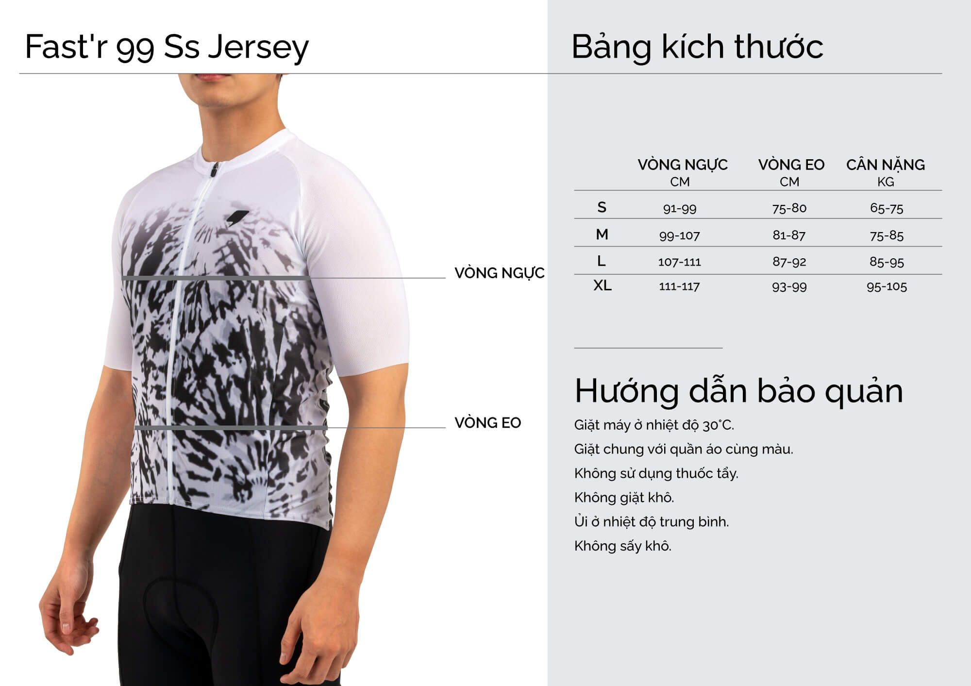 Bảng kích thước áo Jersey Fastr