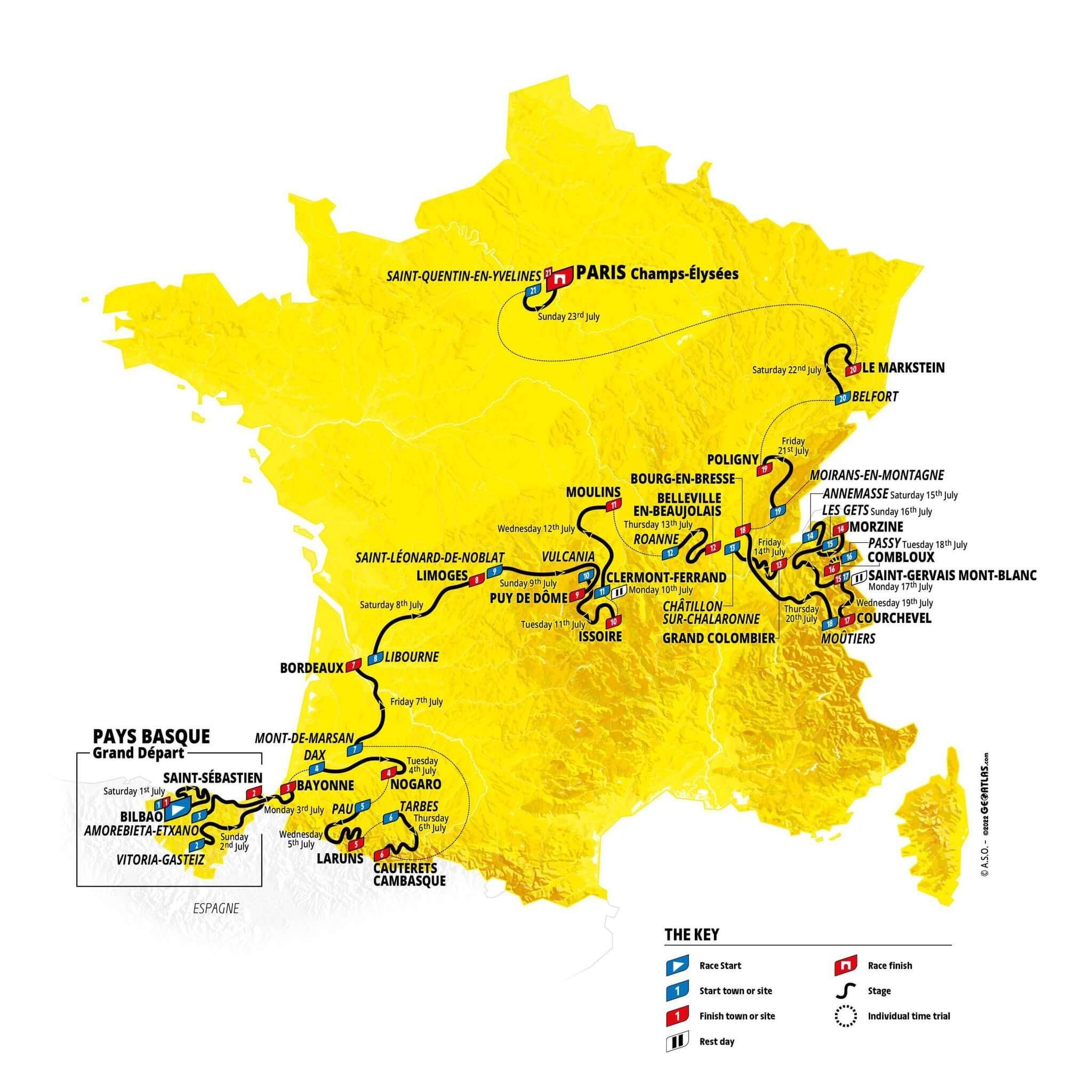 Bản đồ Chặng Đua Tại Tour De France 2023