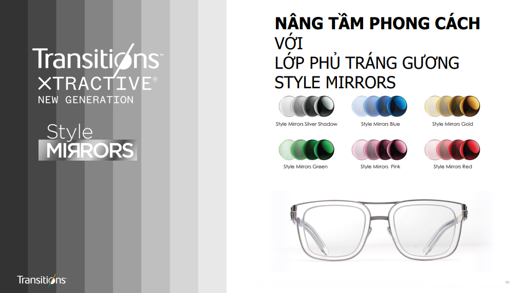 Tròng Kính Kỹ Thuật Số Single Vision Đổi Màu Transitions XTRActive Crizal Rock SV360 Essilor