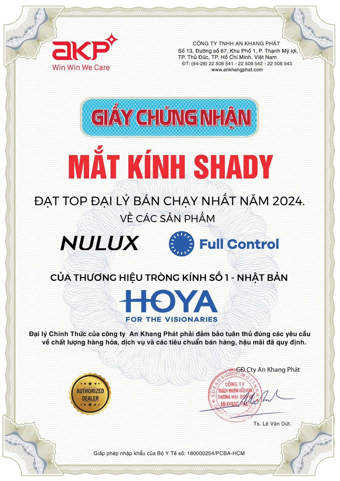 Mắt Kính Shady Đạt Top Đại Lý Bán Chạy Nhất 2024 Về Các Sản Phẩm Tròng Kính Hoya - Thương Hiệu Số 1 Nhật Bản