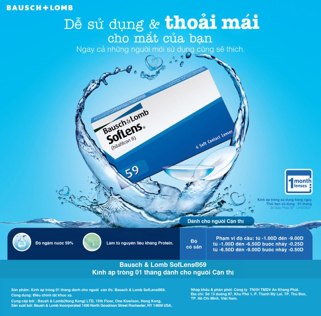 Kính Áp Tròng Trong Suốt Bausch & Lomb Soflens 59 (1 tháng)
