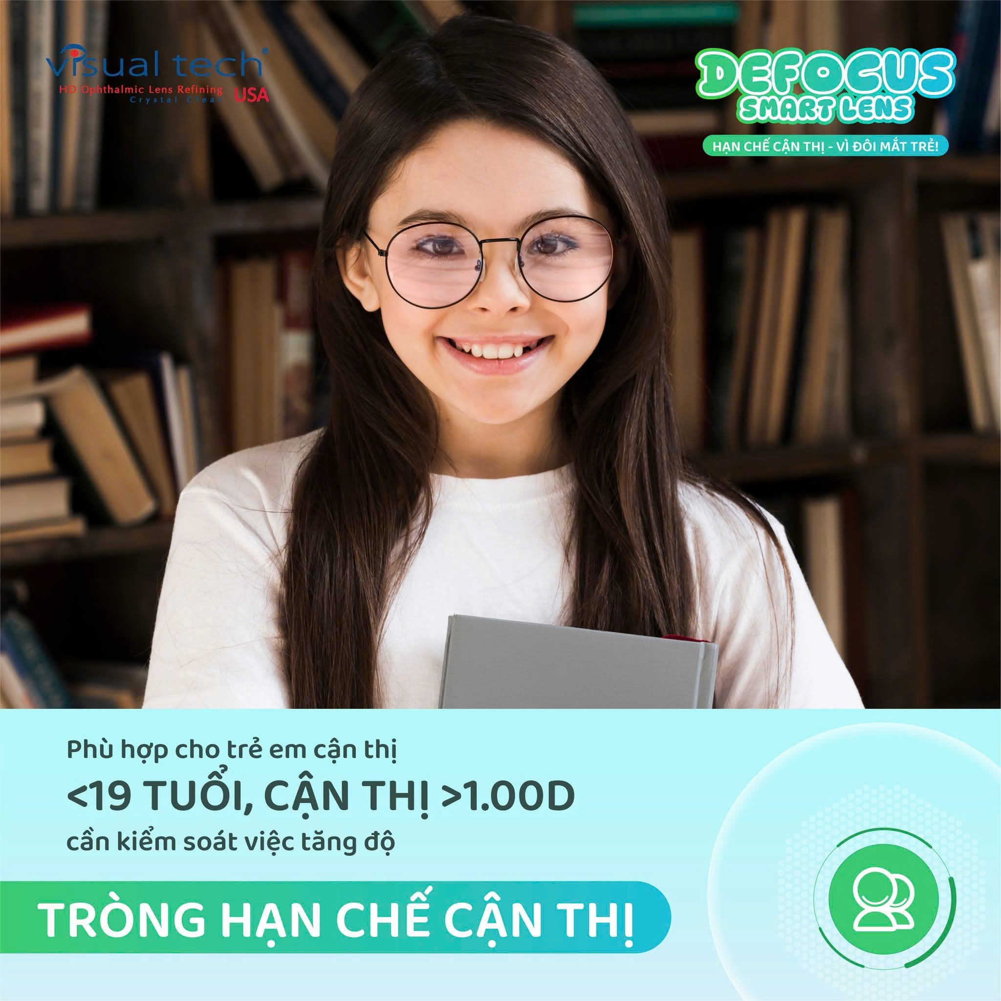 Tròng Kính Kiểm Soát Tiến Triển Cận Thị Trẻ Em Defocus Smart Lens