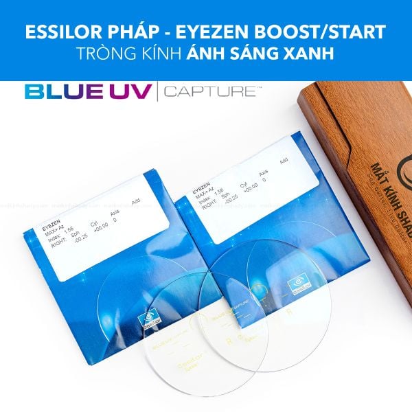 Tròng Kính Chống Ánh Sáng Xanh Blue Uv Eyezen Start/ Eyezen Boost Váng Prevencia/Rock/Sapphire Essilor