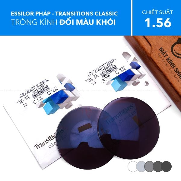 Tròng kính đổi màu Essilor Transitions classic 1.56