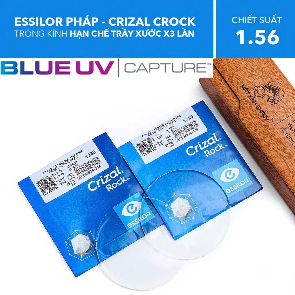 Tròng Kính Chống Ánh Sáng Xanh Crizal® Rock™ Blue Uv Essilor - 1.56