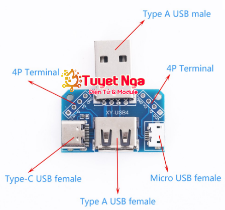 Mạch Chuyển USB Đực Sang USB Cái Micro USB TypeC – ĐIỆN TỬ TUYẾT NGA