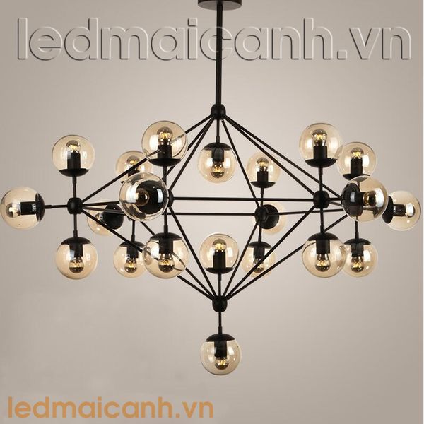 đèn thả trần 21 bóng thủy tinh