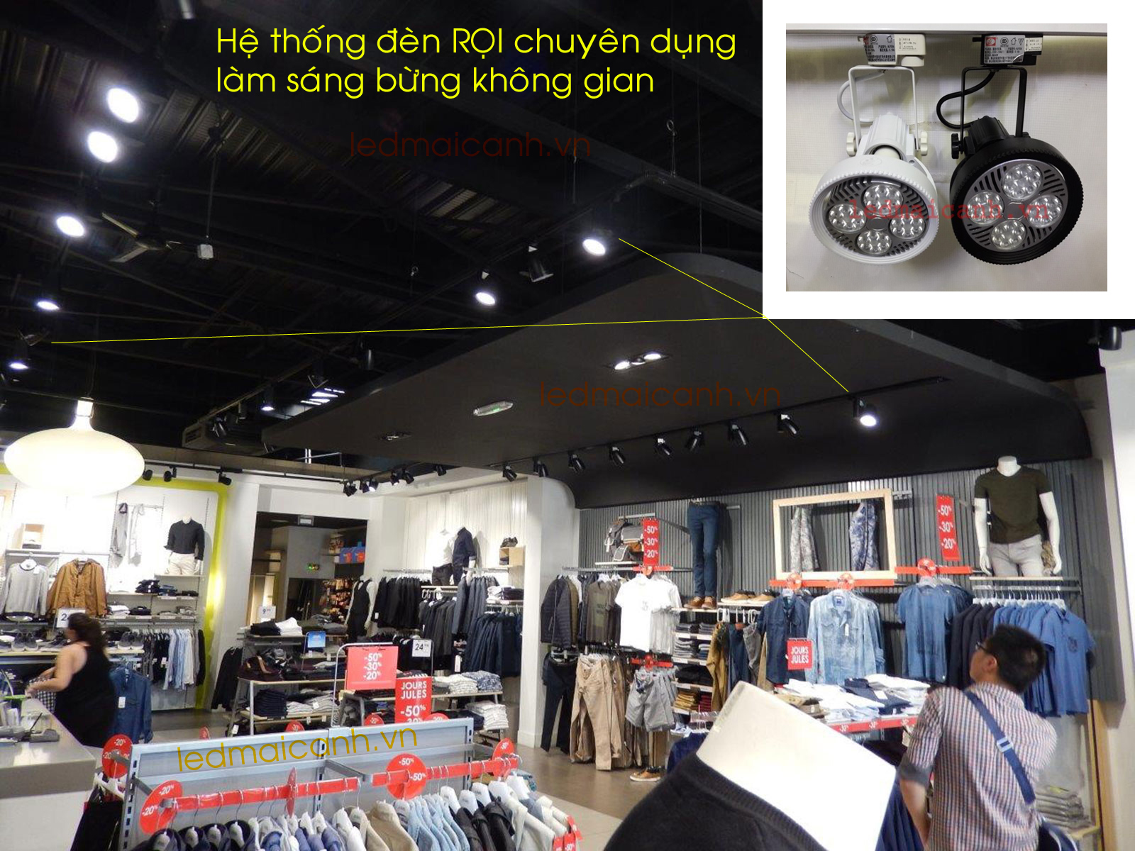 đèn trang trí chiếu sáng shop quần áo thời trang