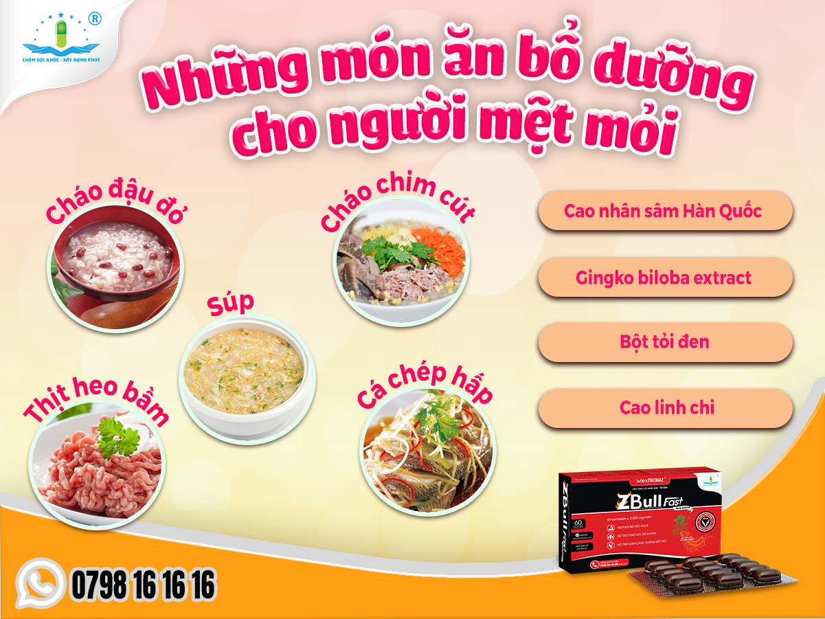 NHỮNG MÓN ĂN BỔ DƯỠNG CHO NGƯỜI MỆT MỎI