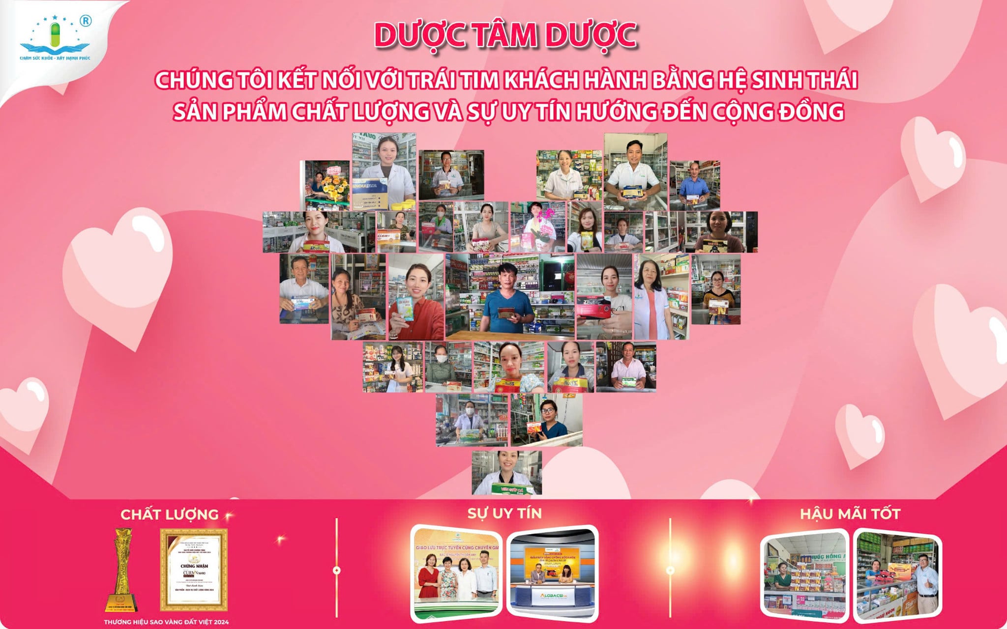 Dược Tâm Dược: Chúng tôi kết nối với trái tim khách hành bằng hệ sinh thái sản phẩm chất lượng và sự uy tín hướng đến cộng đồng.