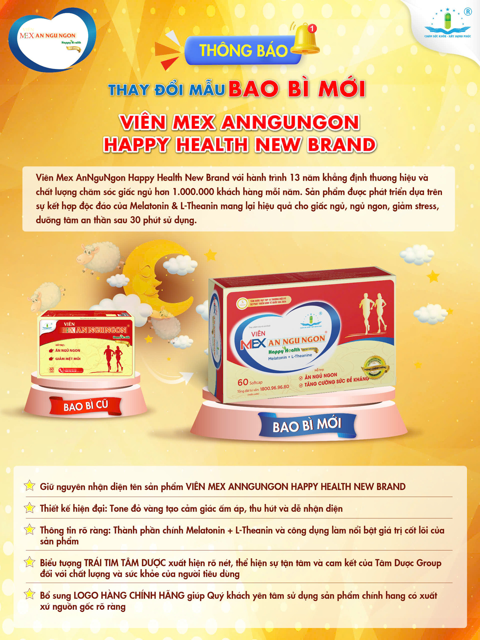 Viên MEX AnNguNgon Happy Health - Diện Mạo Mới, Giấc Ngủ Sâu Hơn