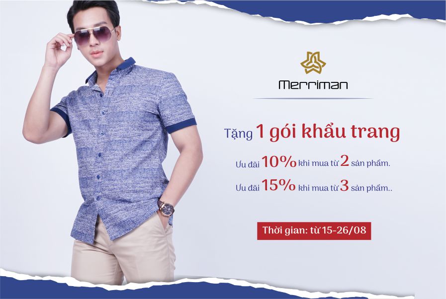 CHƯƠNG TRÌNH ƯU ĐÃI ĐẾN 15%,  KHUYẾN MÃI KHẨU TRANG CÙNG MERRIMAN TỪ 15.08 ĐẾN 26.08.20