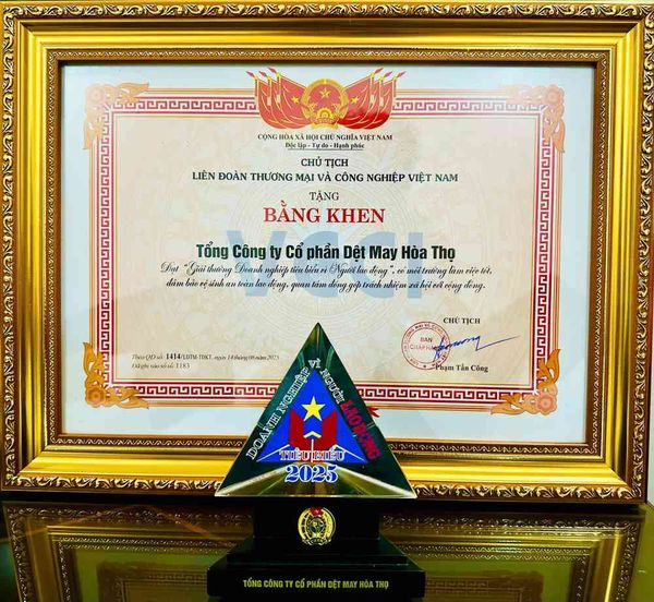 DOANH NGHIỆP HÒA THỌ ĐƯỢC VINH DANH VÌ NGƯỜI LAO ĐỘNG 2025