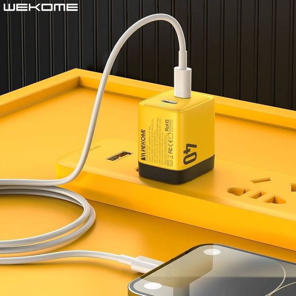 Cốc sạc nhanh WEKOME WP-U128 hỗ trợ 2 cổng USB-C công suất 40W