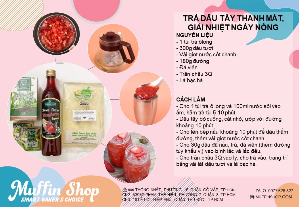 Trà dâu tây thanh mát, giải nhiệt mùa hè