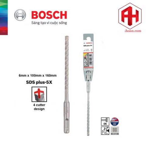 Mũi khoan bê tông Bosch SDS Plus 5X - Trợ thủ đắc lực của  ngành xây dựng