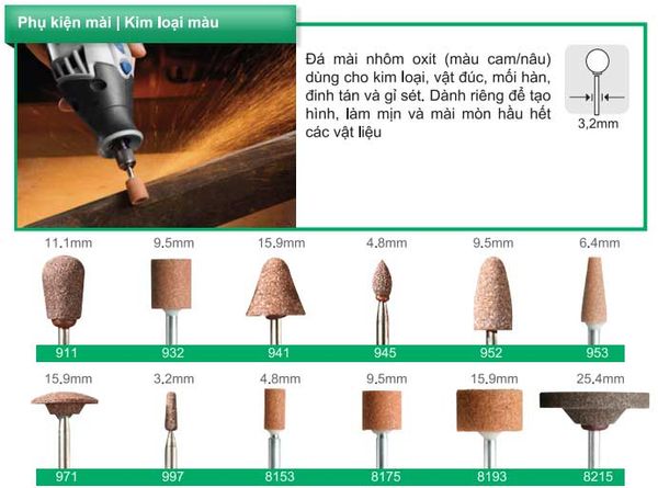 Đá mài nhôm Oxit - Model Dremel 8193