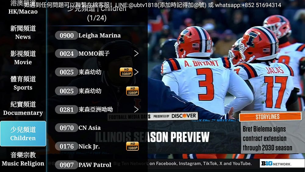 Danh sách kênh truyền hình của Ubox 12