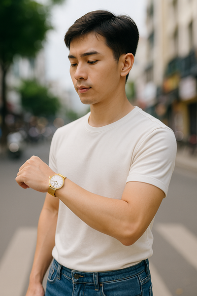 đồng hồ nam dây lưới neos N-40577M