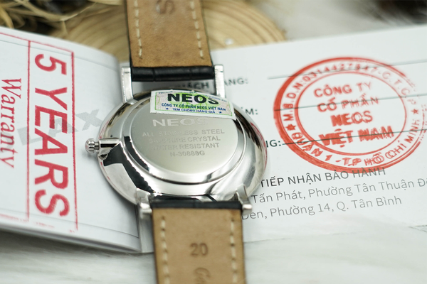 đồng hồ nam dây da neos n-30888g sapphire bảo hành chính hãng 5 năm