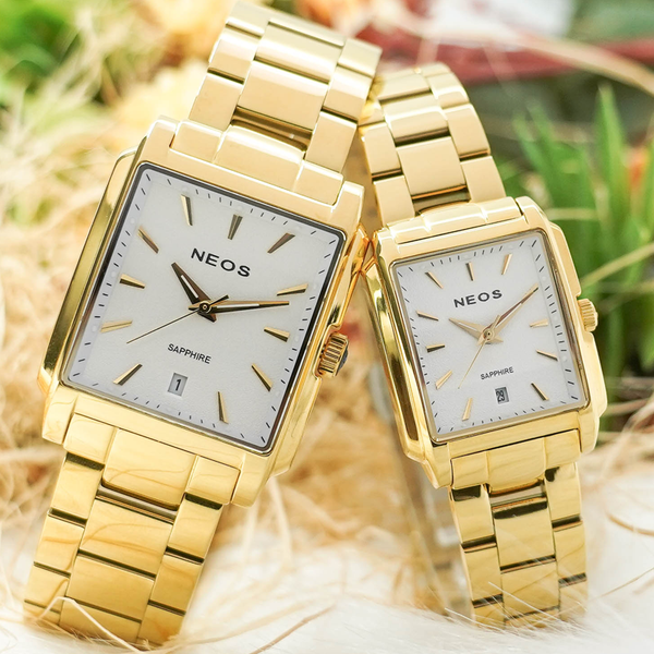 đồng hồ đôi mặt vuông neos n-30915 sapphire chính hãng
