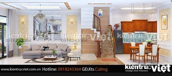 noi that phong khach va bep nha pho