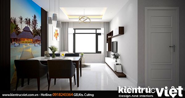 Căn hộ Flora Novia Phạm Văn Đồng - KHông gian phòng khách và bếp