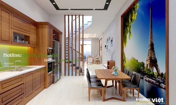 Thiết kế nhà 4 lầu có thang máy có hầm - Không gian đệm tại tầng trệt