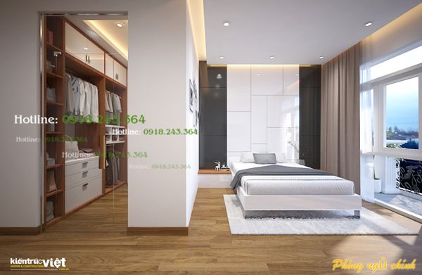 Thiết kế nhà 4 lầu có thang máy có hầm - Không gian phòng ngủ