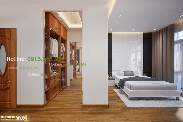 Thiết kế nhà 4 lầu có thang máy có hầm - Không gian phòng ngủ lầu 1