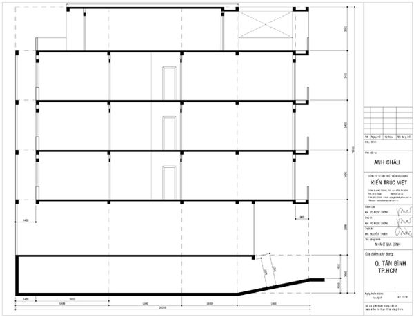 thiết kế nhà phố 4 lầu có thang máy có hầm