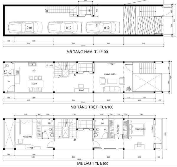 thiết kế nhà phố 4 lầu có thang máy có hầm