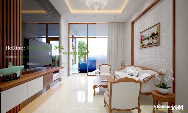 thiết kế nội thất phòng khách cho nhà phố có hầm va thangg máy