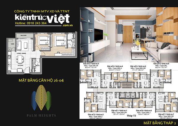 nội thất căn hộ palm height