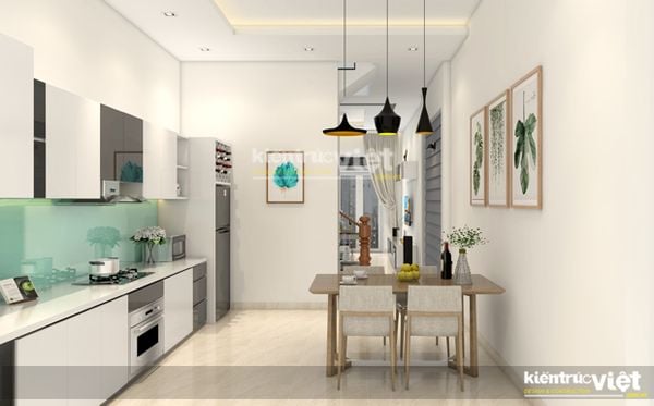 Nội thất không gian phòng bếp nhà phố 4m