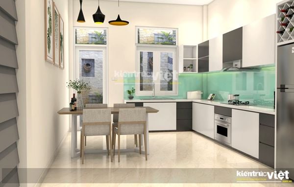 Nội thất không gian phòng bếp nhà phố 4m
