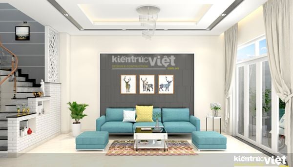 nội thất trang trí phòng khách nhà phố 4m