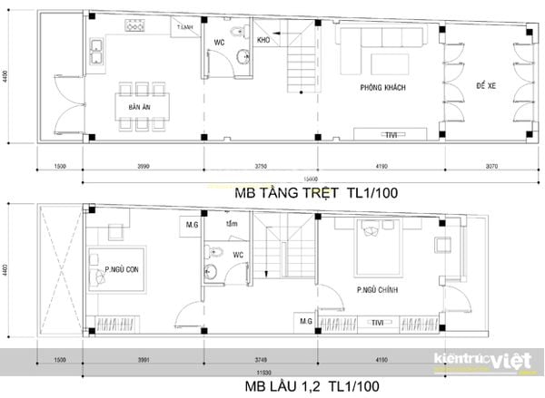 măt bằng nhà phố 4mx16m