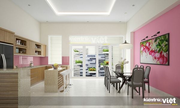 phòng bếp nhà phố 6mx20m 4 tầng