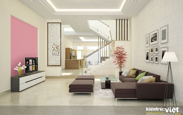 phong khach nhà phố 6mx20m 4 tầng hiện đại