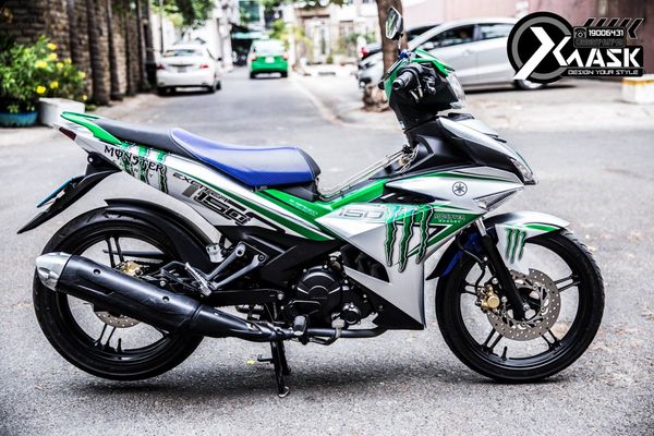 Tem Exciter 150 Candy Bạc Phối Xanh Mẫu Monster