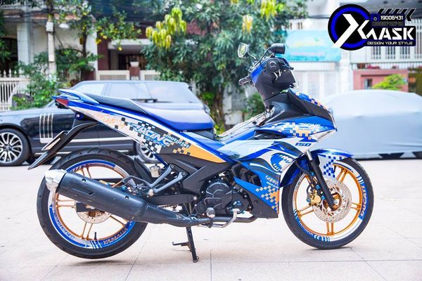 Tem Exciter 150 Candy Xanh GP Mẫu Shark