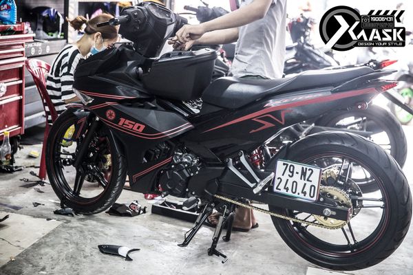 Tem Exciter 150 Chrome Xước Đen Viền Đỏ Mẫu SV