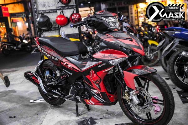 Tem Exciter 150 Mẫu Moto Amaral Màu Đỏ Phối Đen