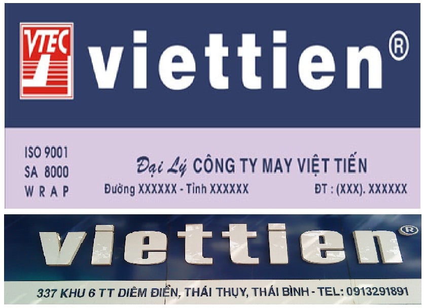 Mẫu bảng hiệu Việt Tiến thật