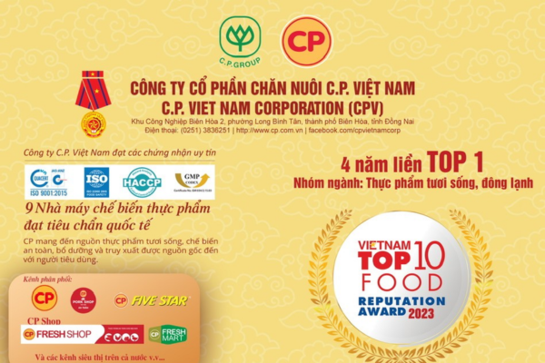 C.P Việt Nam đứng đầu ngành thực phẩm tươi sống - đông lạnh trong năm 2023